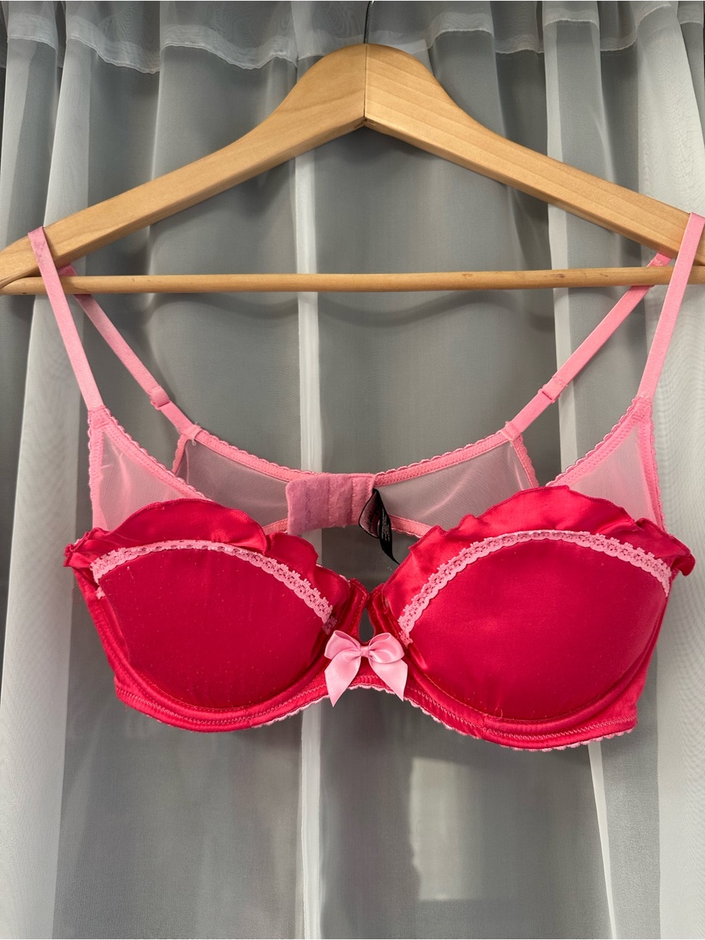 Victoria’s Secret Pink Satin Balconette Bra with Bow